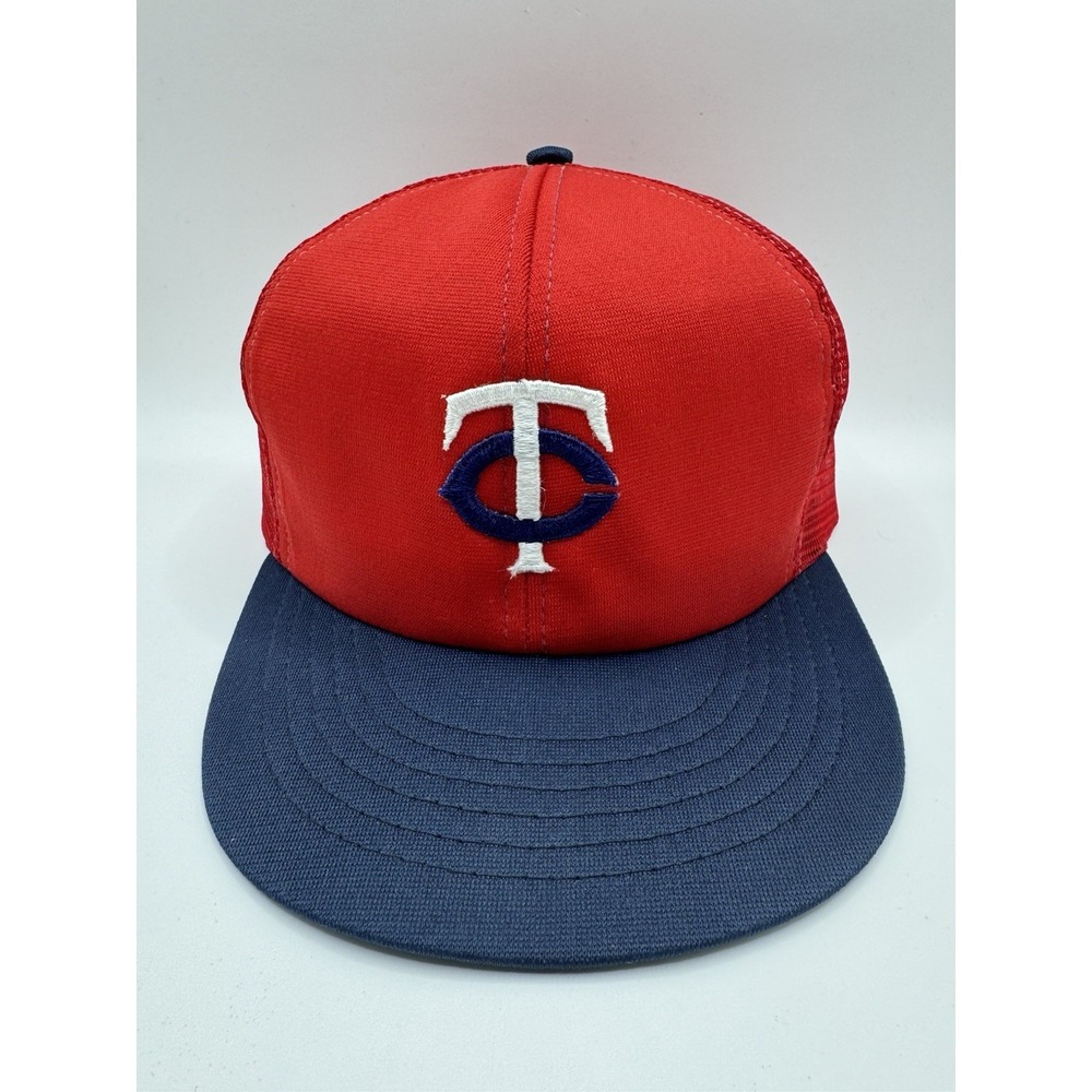 VTG Minnesota Twins Trucker Hat Annco MLB Mesh Cap Large Red Blue